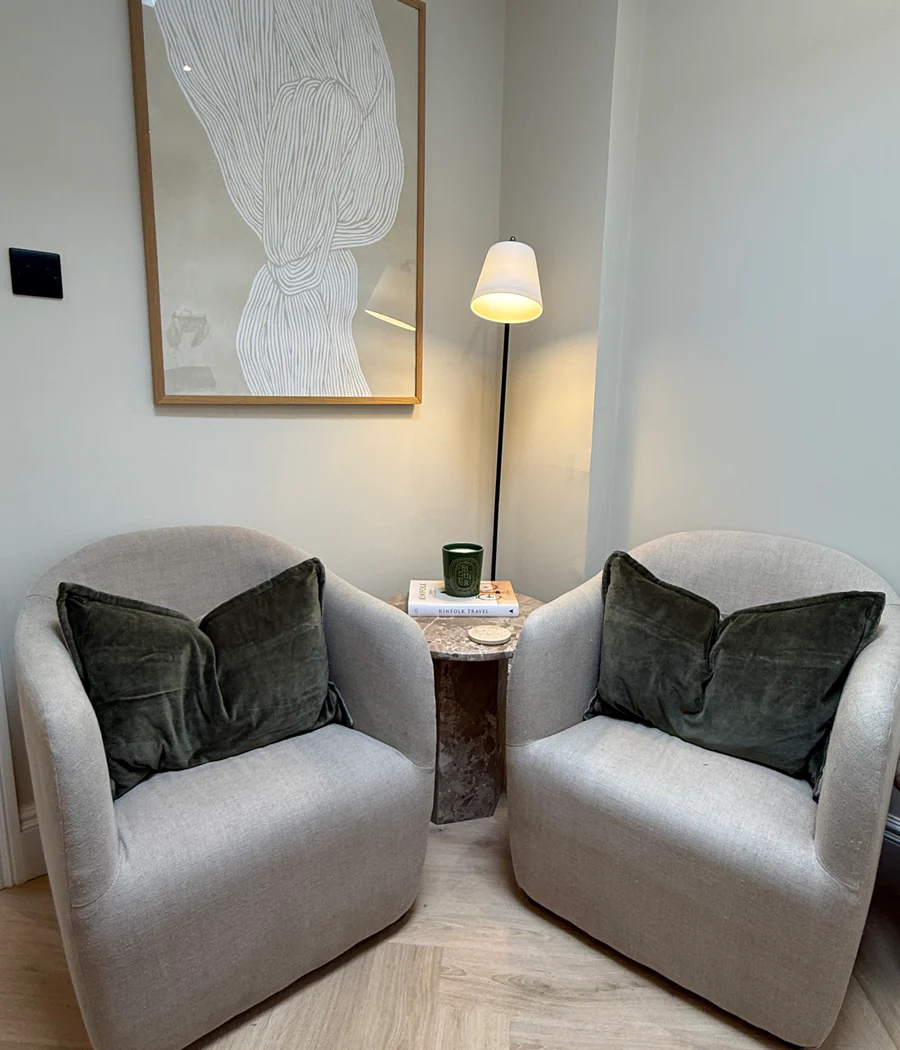 A private seating area inside The Heath Clinic