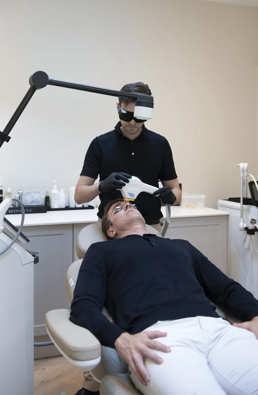 A skin treatment in progress at The Heath Clinic